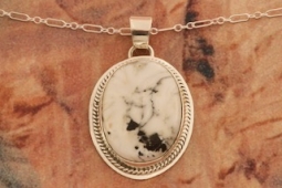 Native American Jewelry Genuine White Buffalo Turquoise Pendant